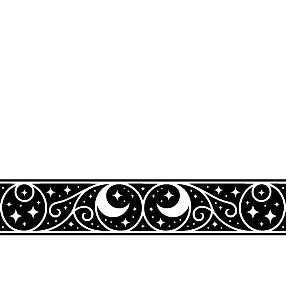 Ornate Black Star Border, Vintage Decorative Element vector