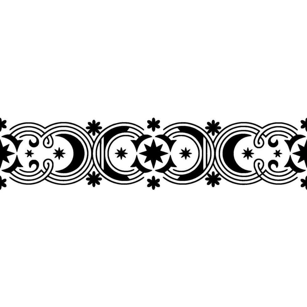 Celestial Border Crescent Moons Starry Ornaments vector