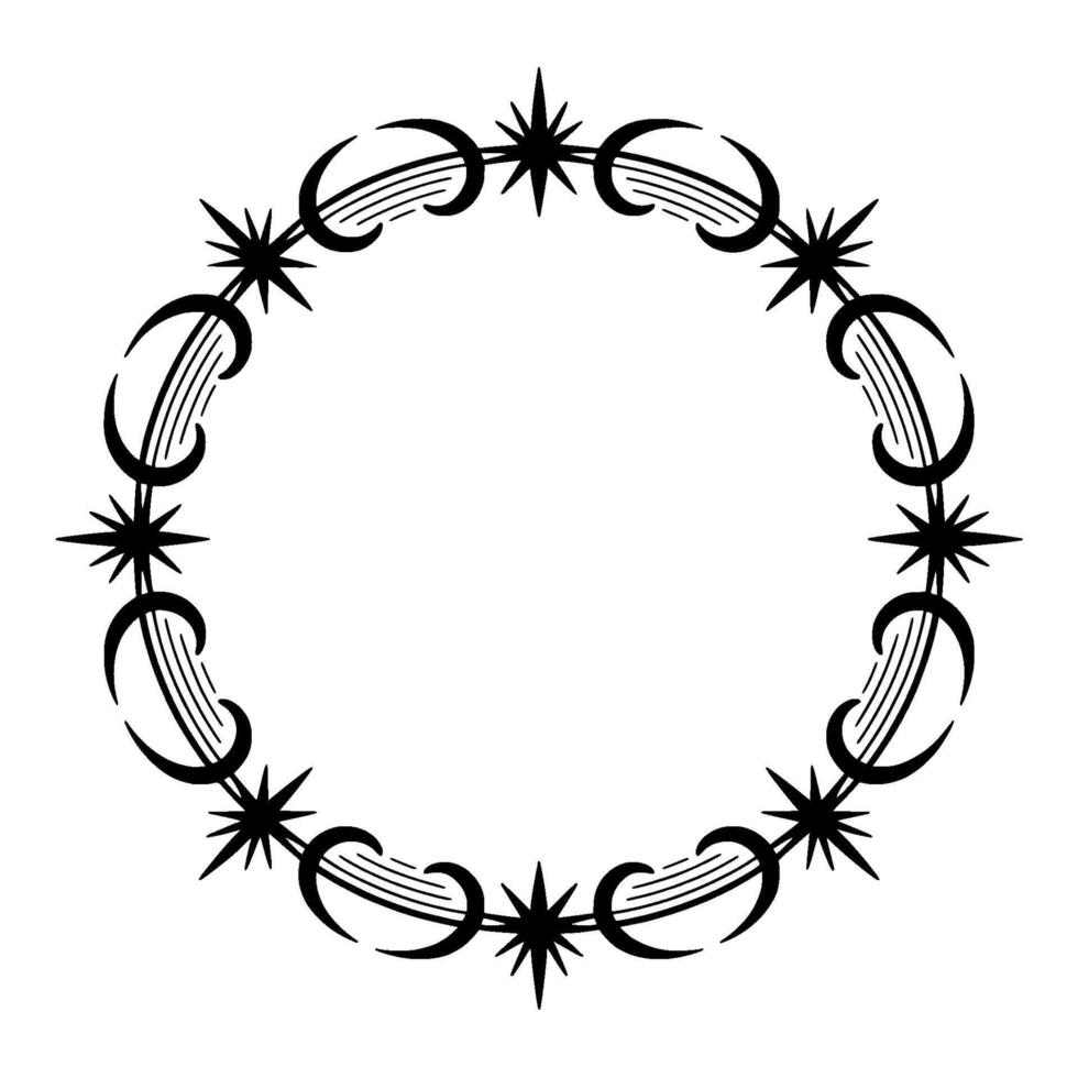Celestial Circle Lunar Stellar Ornamentation, Moon vector