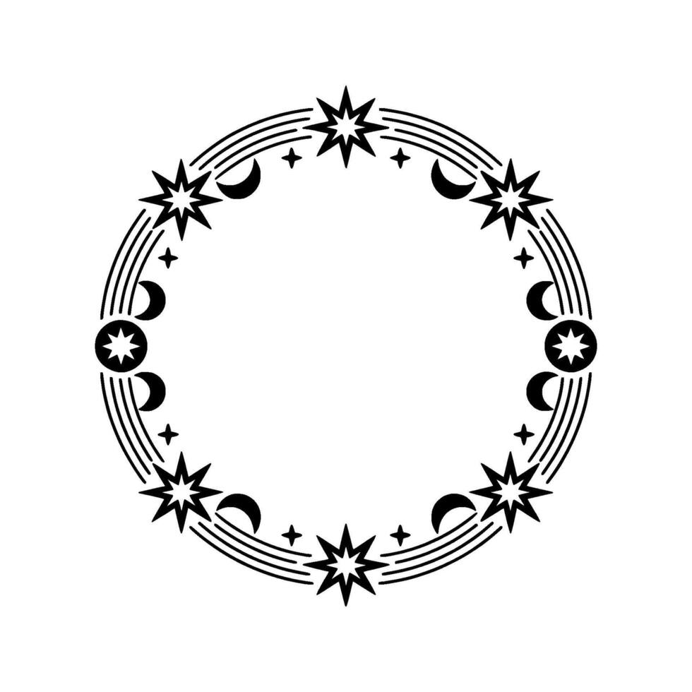 Celestial Circle Lunar Star Ornamentation - Ornament vector