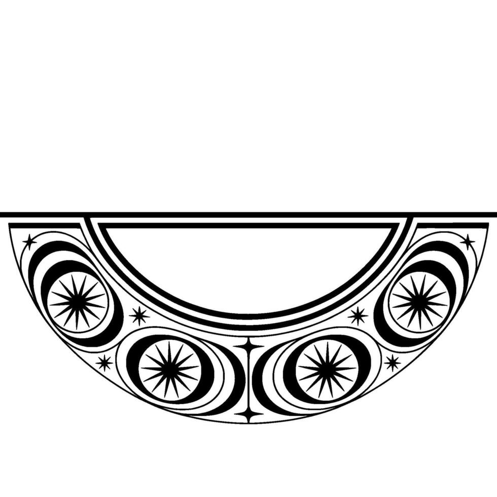 Retro Deco Crescent Moon Ornament, Geometric vector
