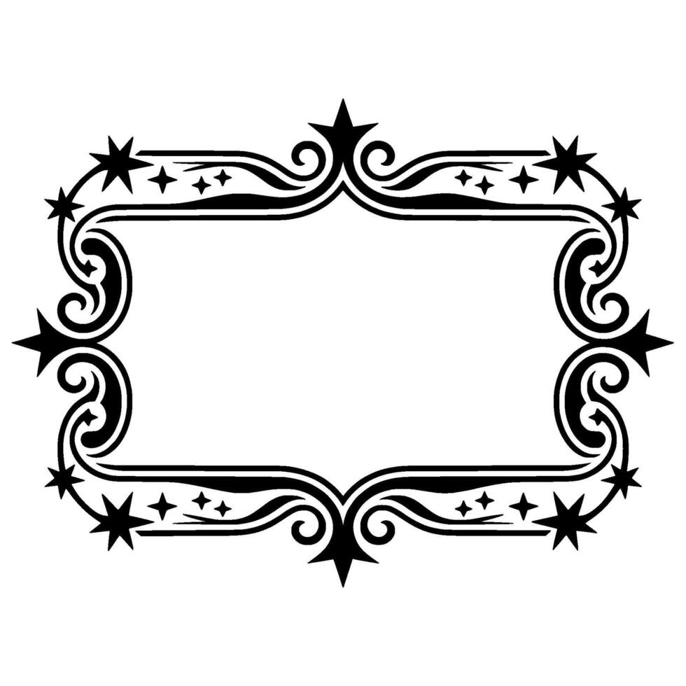 Ornate Black Frame with Starburst Accents Vintage Element vector