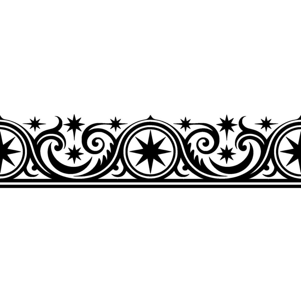 Elegant Starburst Border, Vintage Decorative Element, Swirls vector