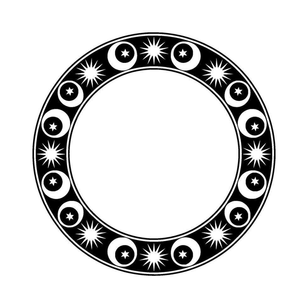Celestial Circle Lunar Motif, Stylized Ornamentation - Moon vector