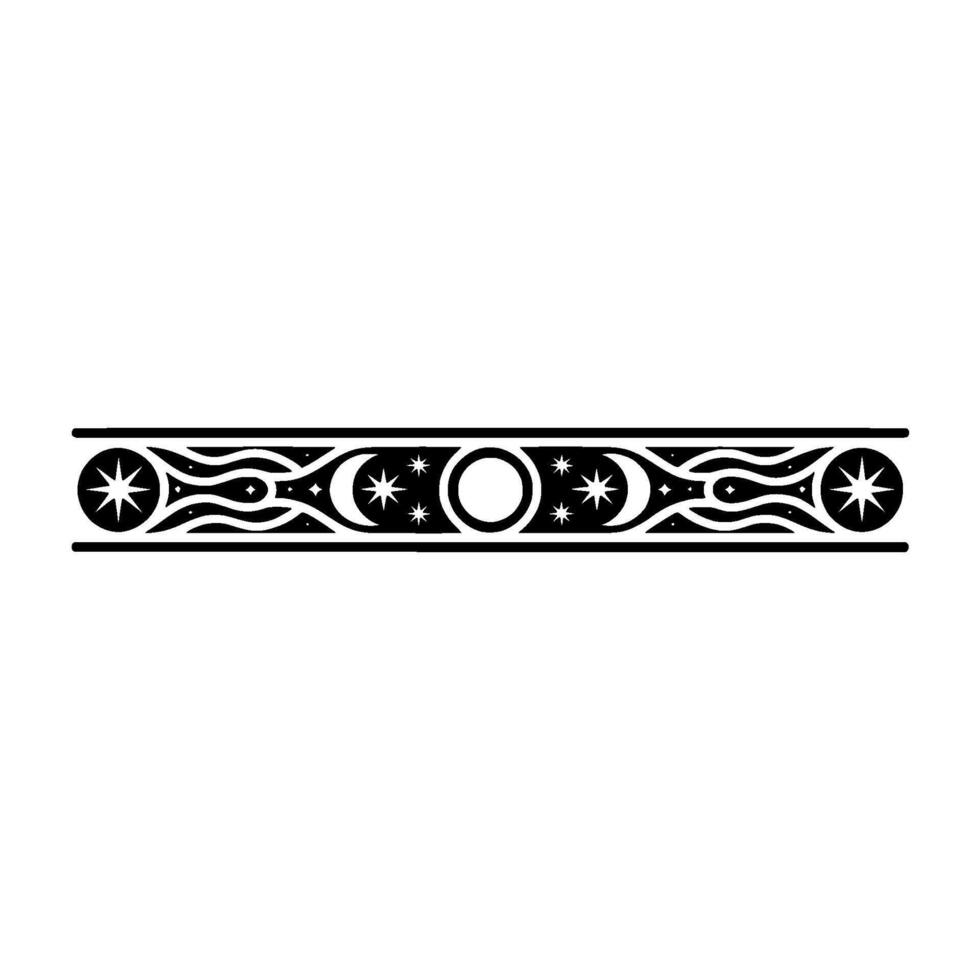 Celestial Border Stylized Stars and Waves Ornament vector
