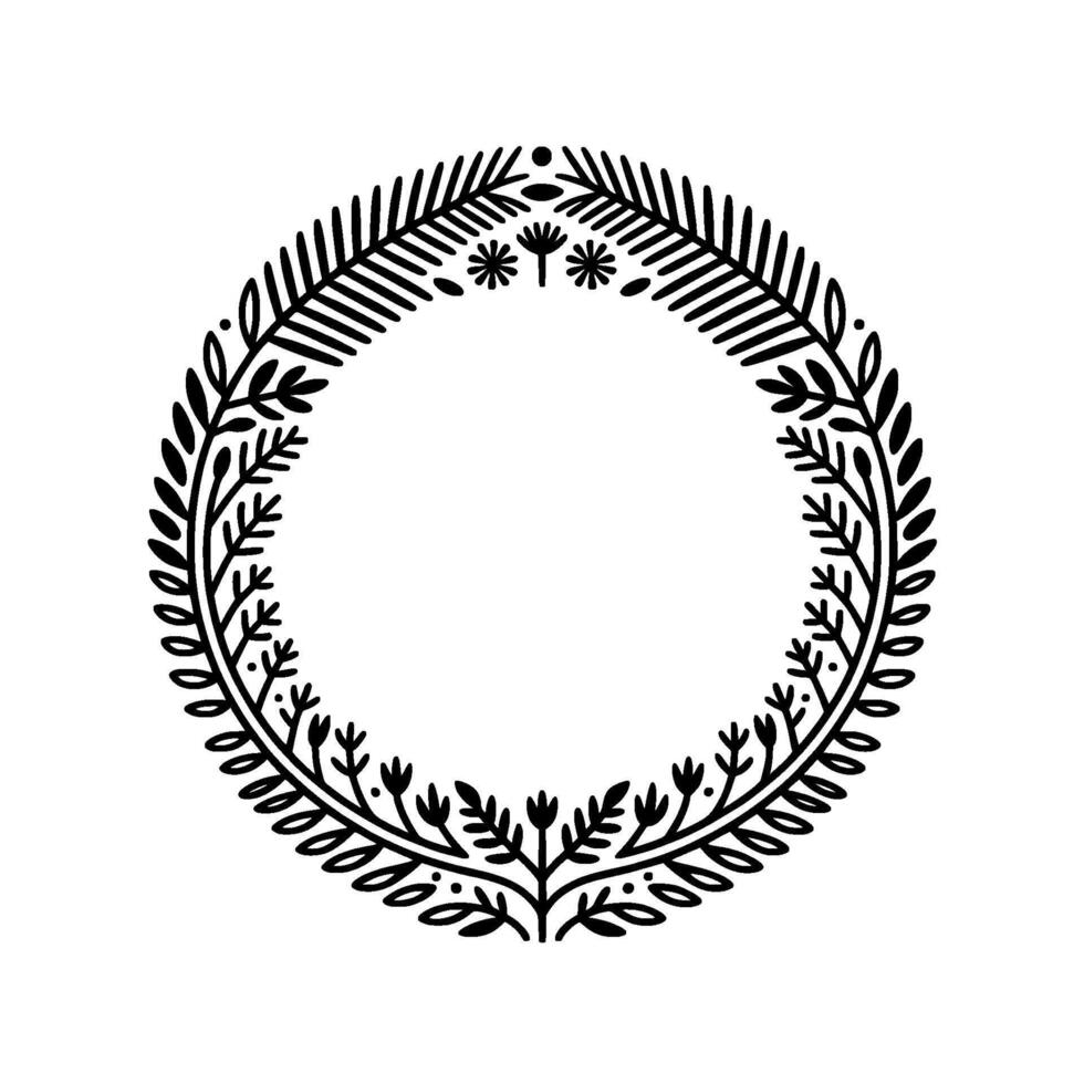 Elegant Botanical Wreath, Minimalist - Frame vector