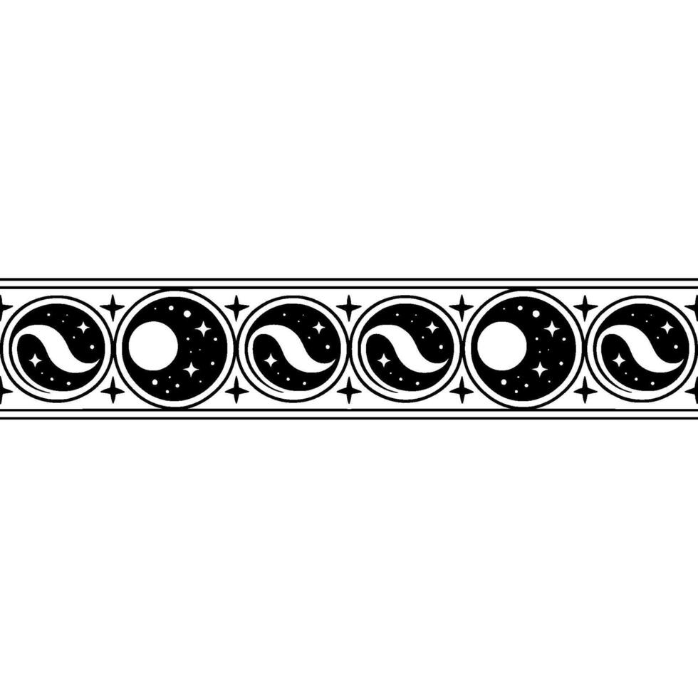 Celestial Border Stylized Moon Star Pattern, Stars vector