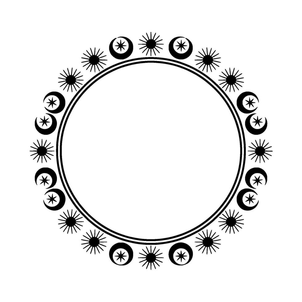 Celestial Circle Minimalist Moon Star Border vector