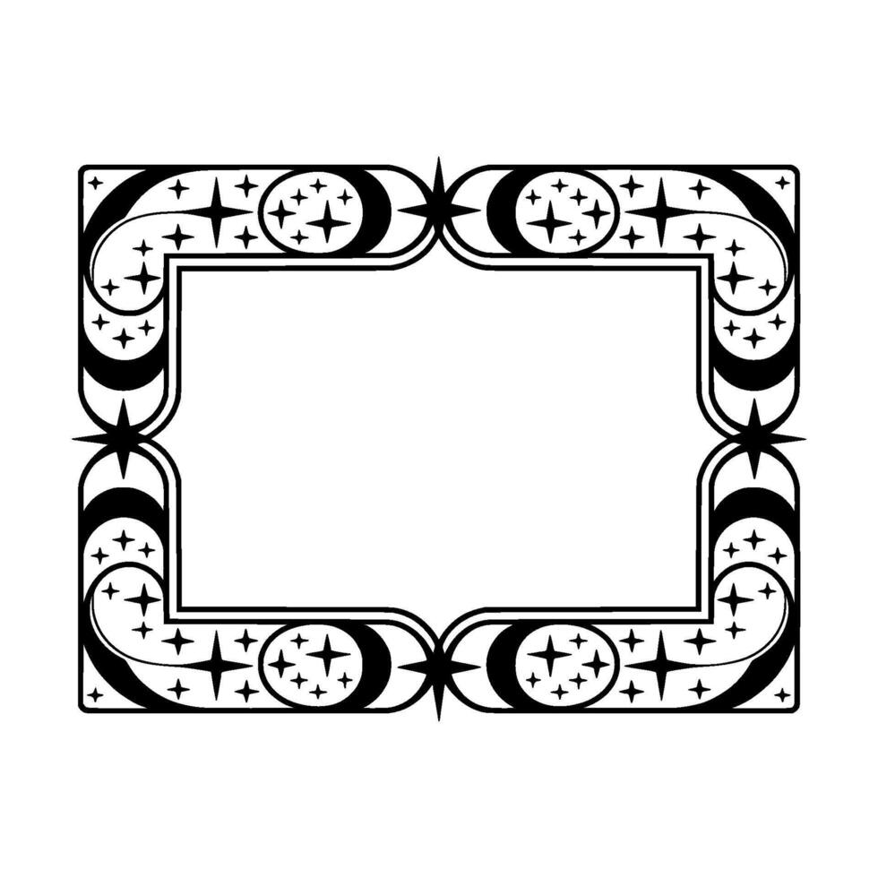 Ornate Celestial Frame, Vintage Style, Decorative Border vector