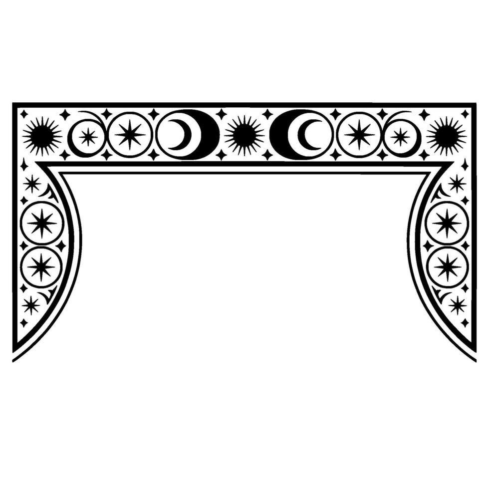 Celestial Archway Vintage Moon Star Ornamentation, Ornament vector