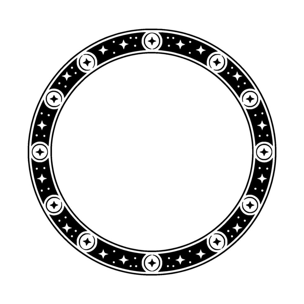 Celestial Circle Frame, Mystical Border, Decorative Ring vector