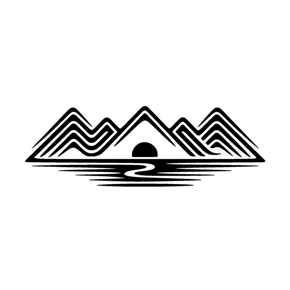 Minimalist Mountain Silhouette, Horizon Reflection, Mountains vector