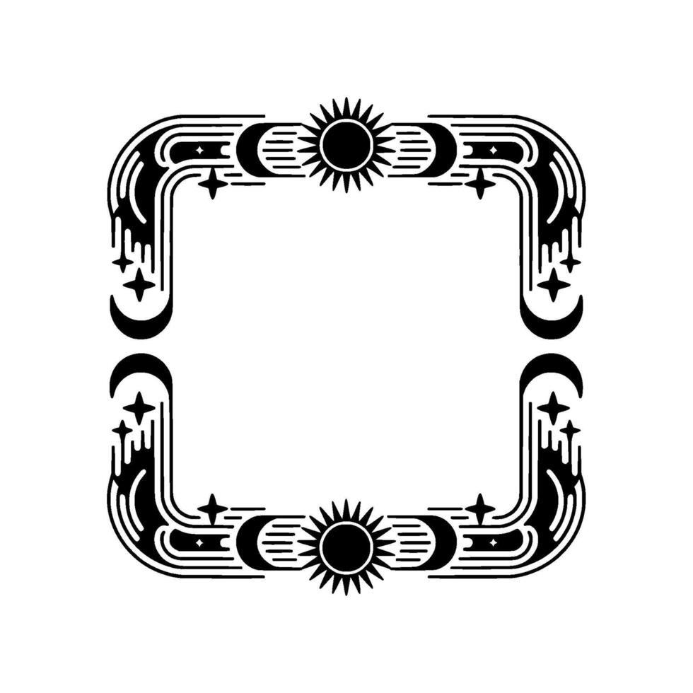 Celestial Frame Vintage Moon Sun Motif vector