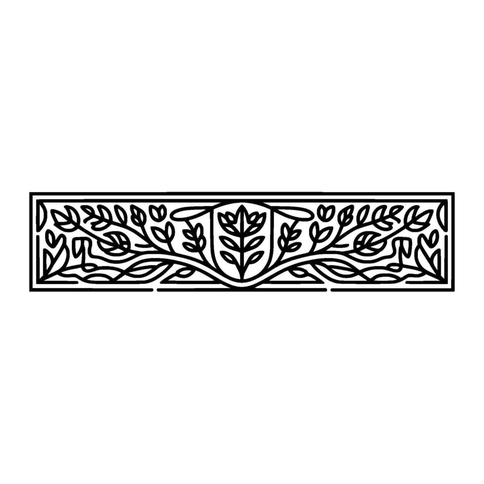 Elegant Botanical Border, Vintage Element, Shield vector