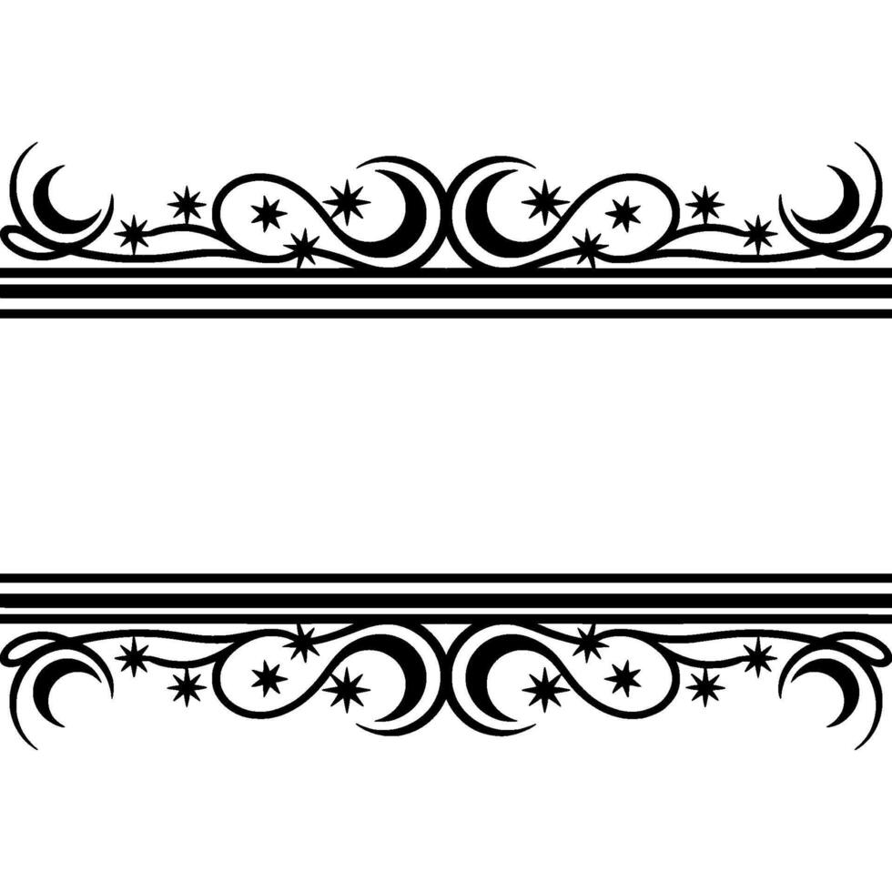 Elegant Black Grey Decorative Border, Celestial Motif vector