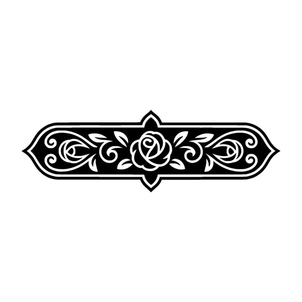 Intricate Black White Floral Border Ornament, Vintage Style vector