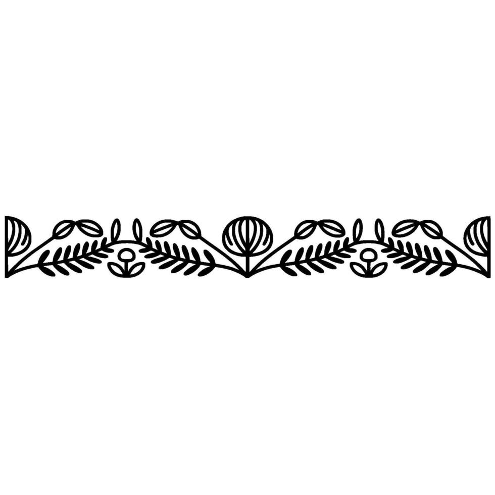 Elegant Botanical Border, Vintage Line Art - Decorative vector