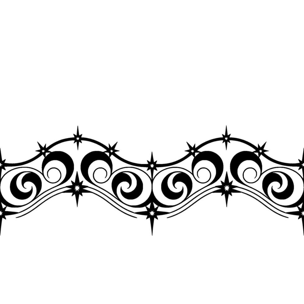 Stylized Black Swirl Border with Star Accents vector