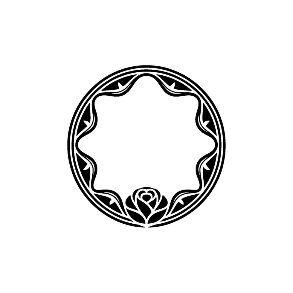 Geometric Rose Frame, Minimalist , Circular Motif vector