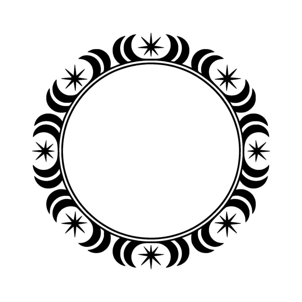 Celestial Circle Moon Phases Starry Embellishment, Stars vector