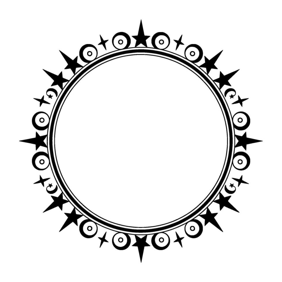Celestial Circle Frame Vintage Ornamentation, Mystical vector