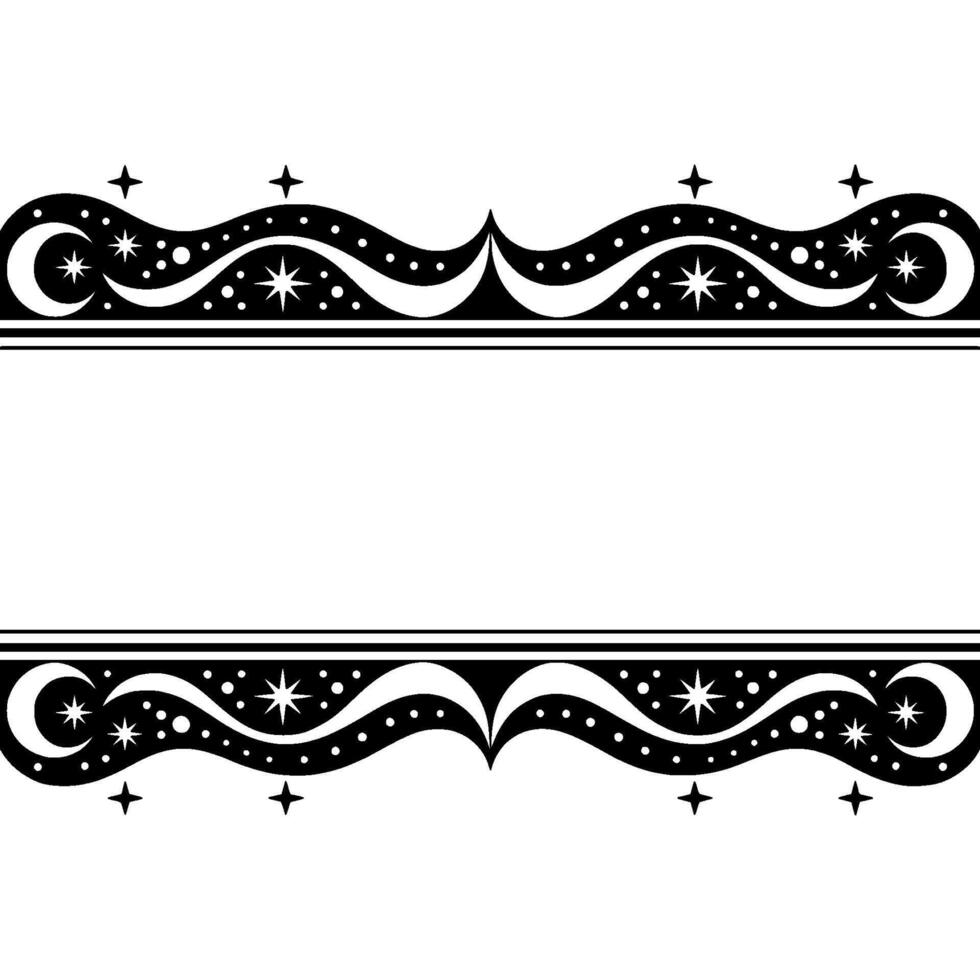 Celestial Border Elegant Wave with Starry Accents vector