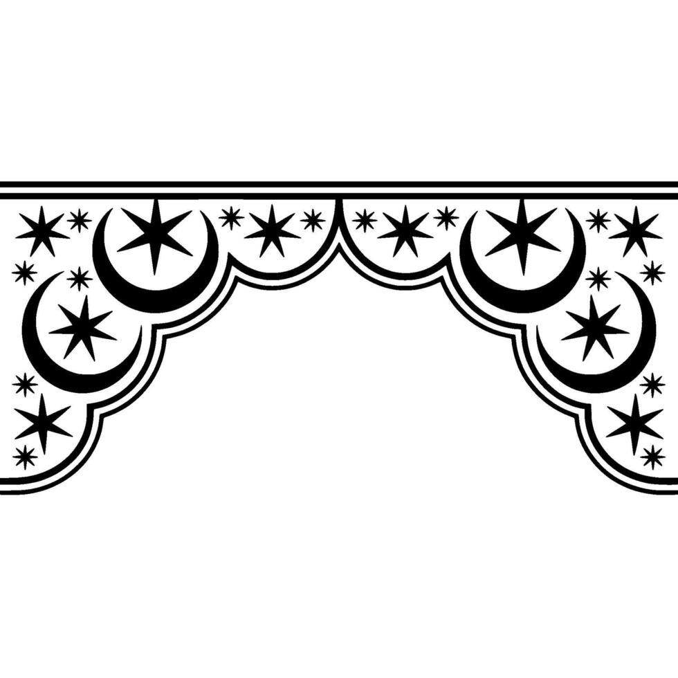 Celestial Arch Stylized Crescent Moon Star Border vector