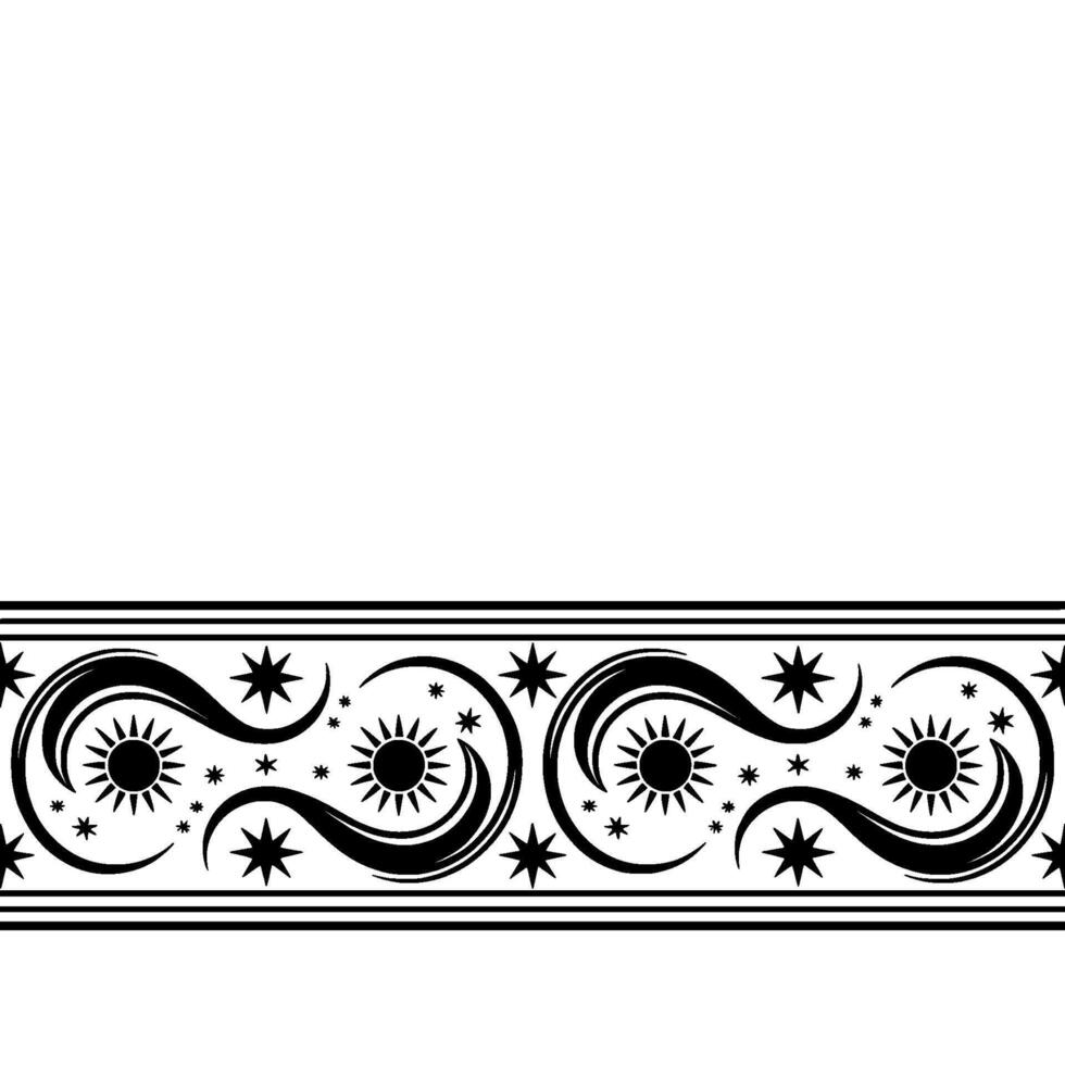 Celestial Border Stylized Sun Star vector