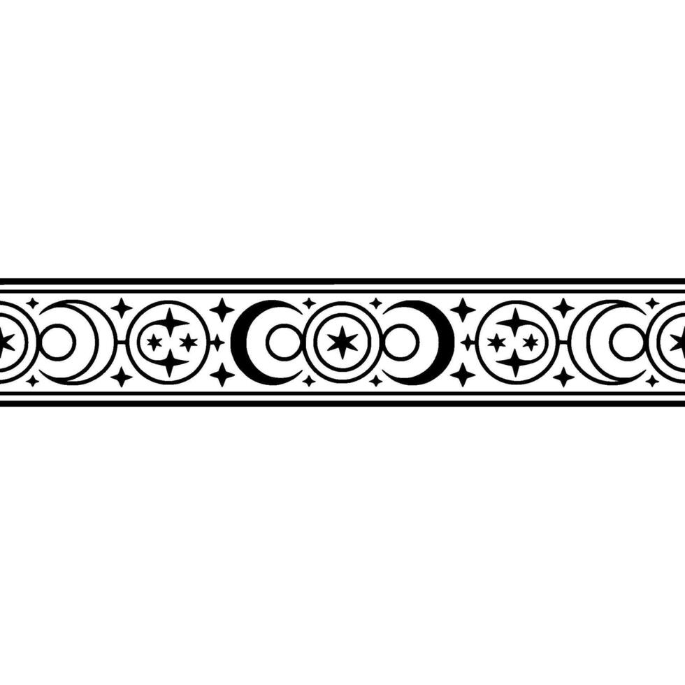 Celestial Border Vintage Moon Star Ornamentation, Gothic vector