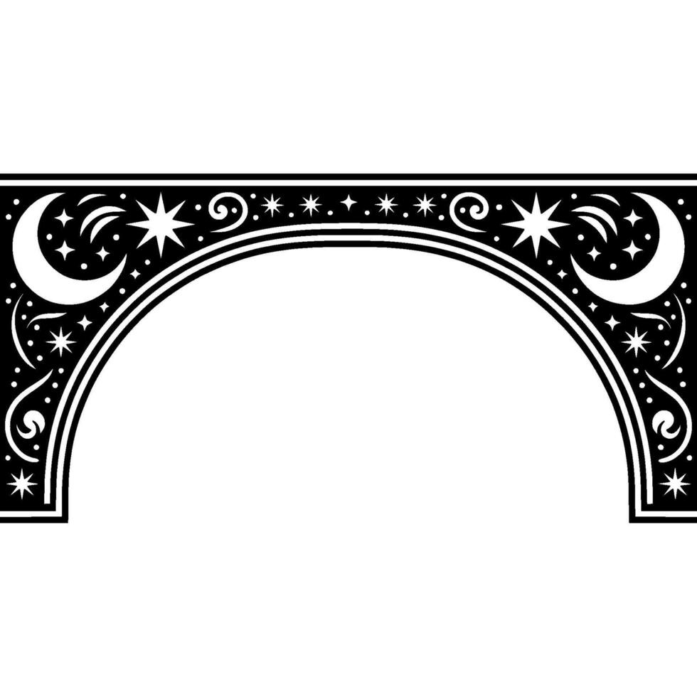 Celestial Archway Vintage Moon Star Ornamentation, Arch vector