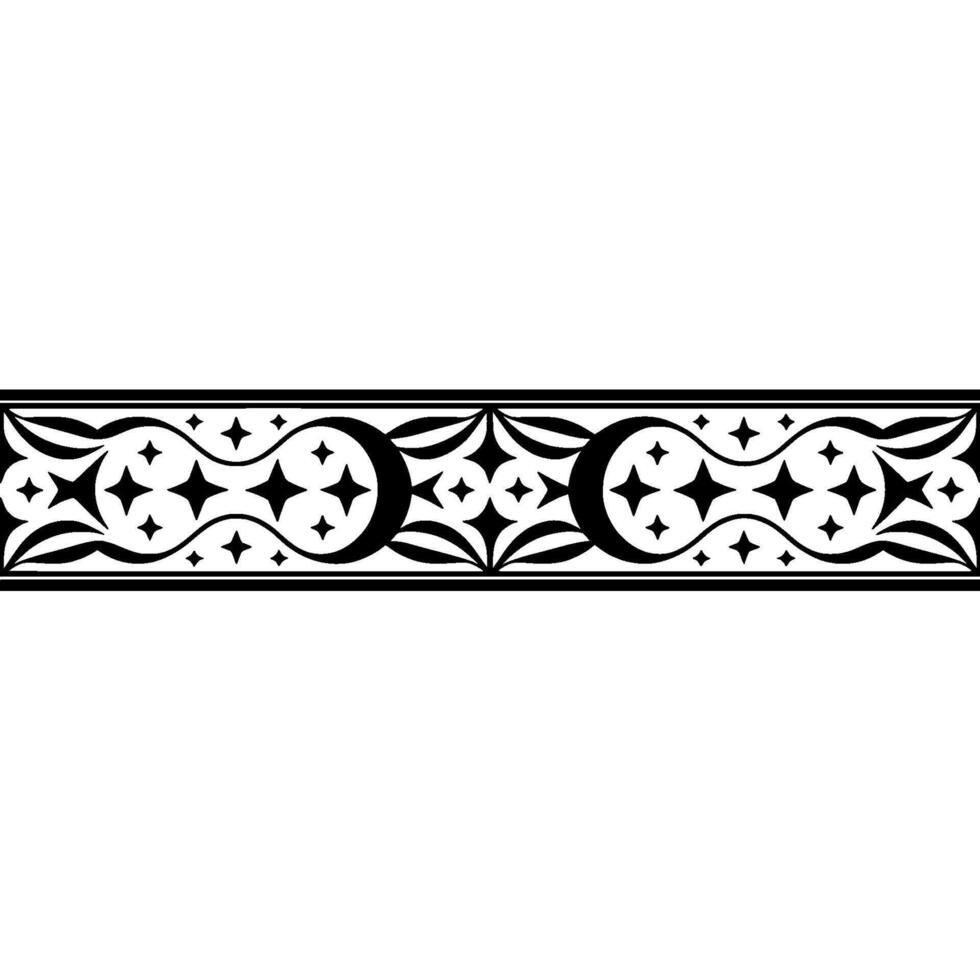 Intricate Black Ornamental Border, Medieval Style - Ornamentation vector
