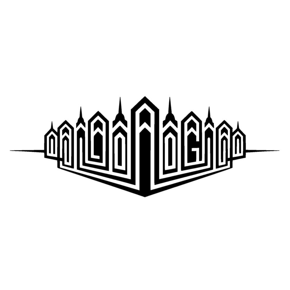 Geometric Cityscape, Stylized Elevation, Minimalist vector