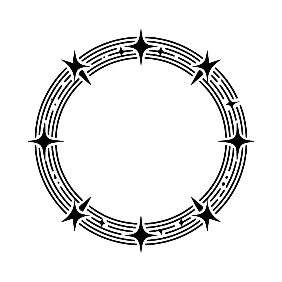 Celestial Tribal Frame, Minimalist Starburst vector