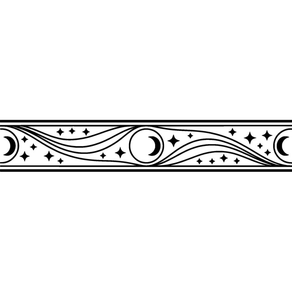 Elegant Crescent Moon Border, Starry Night Deco vector