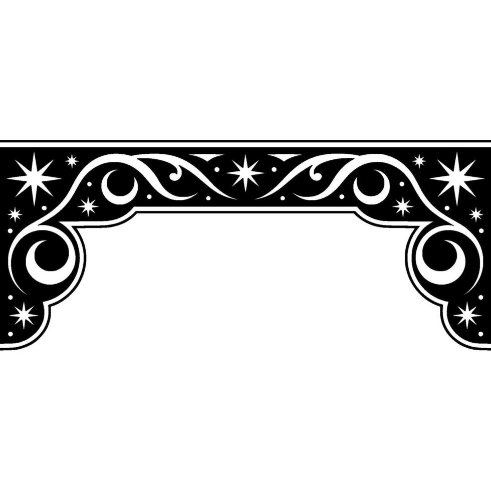 Celestial Archway Vintage Ornament, Lunar Motif, Decorative Border vector