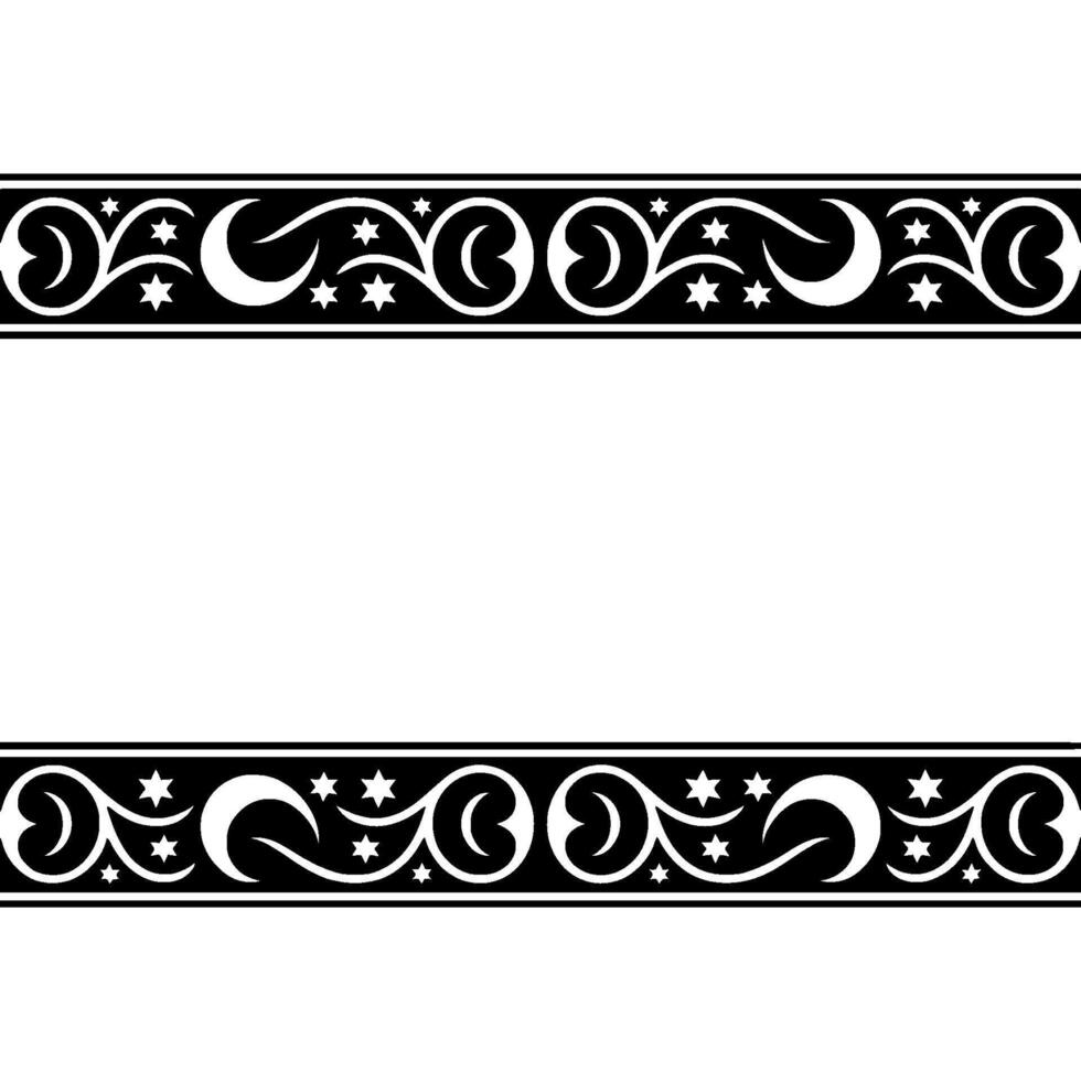 Elegant Black and White Decorative Border, Vintage Style, Crescent vector