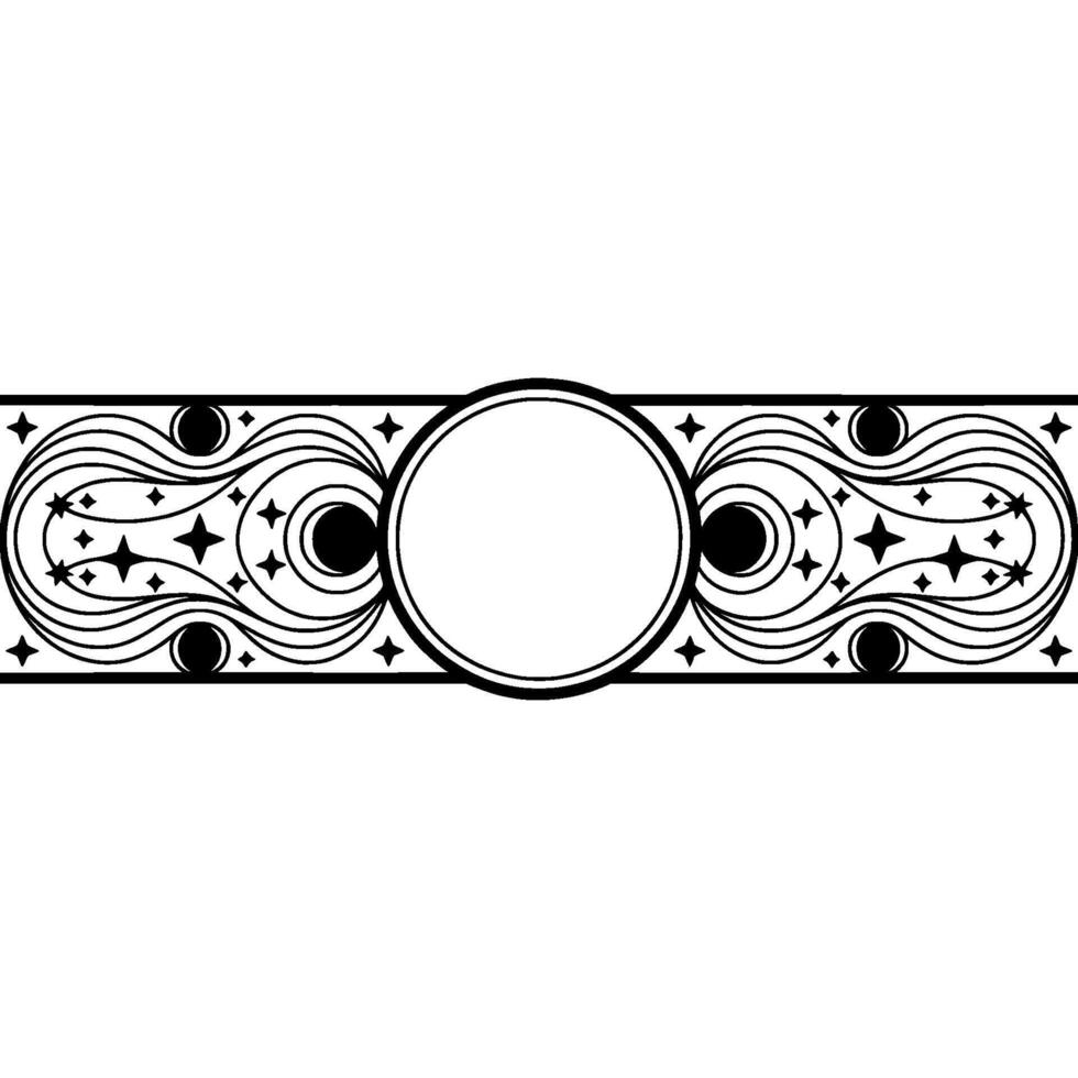 Celestial Border Art Nouveau Moon Star vector
