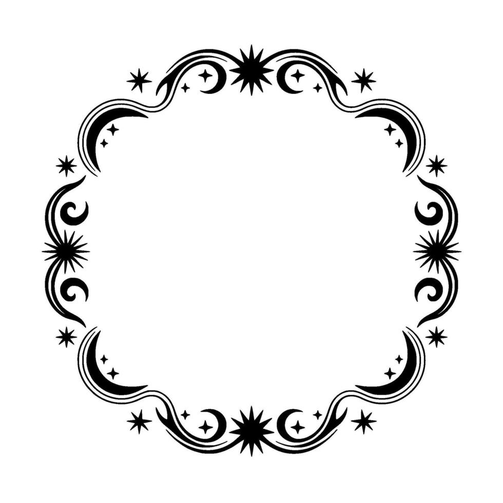 Celestial Ornament Elegant Black Frame with Starbursts vector