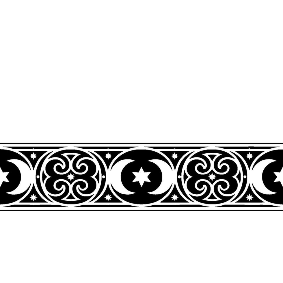 Celestial Border Vintage Moon Star Ornamentation, Crescent vector