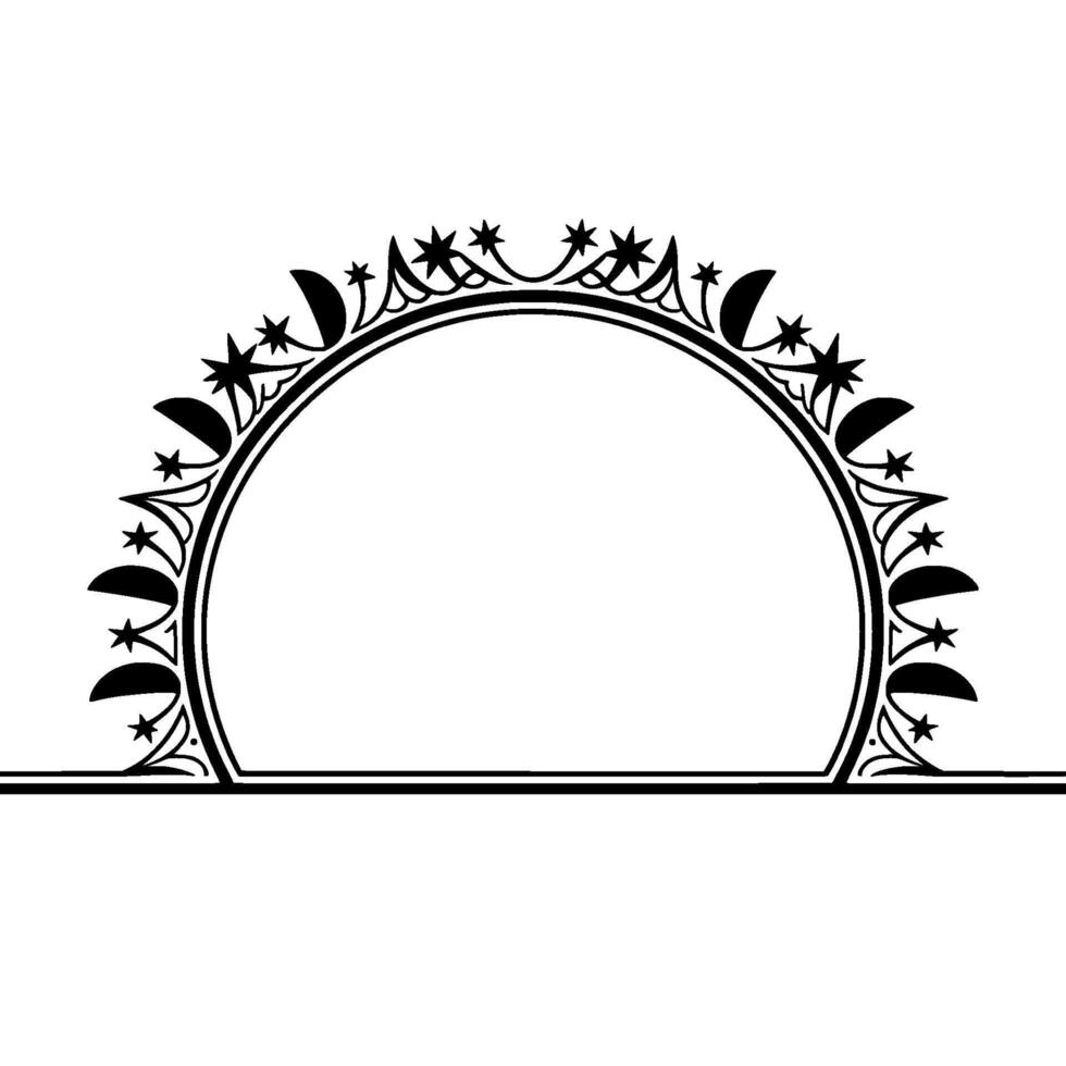 Celestial Arch Moon, Stars, and Victorian Ornamentation vector