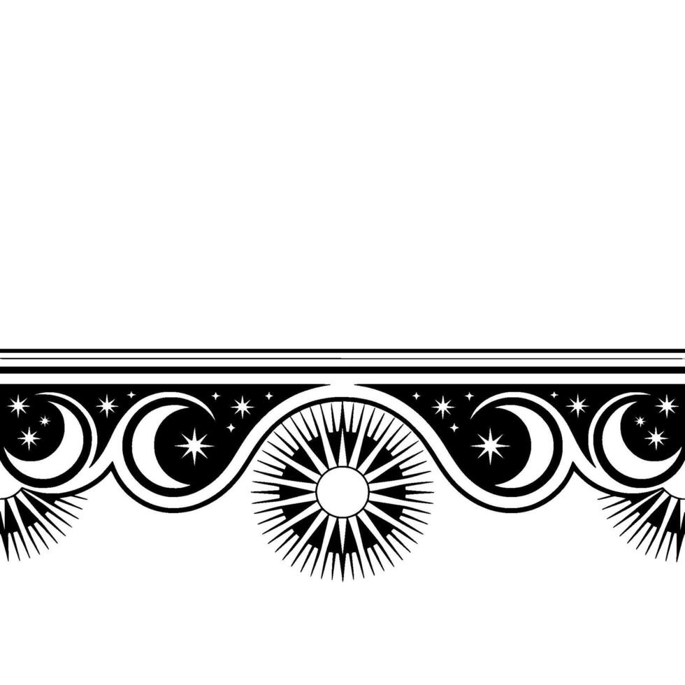 Celestial Border Vintage Moon Star Ornamentation - Decorative vector