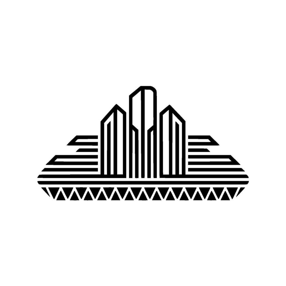Geometric Cityscape Emblem, Art Deco Style, Linear vector