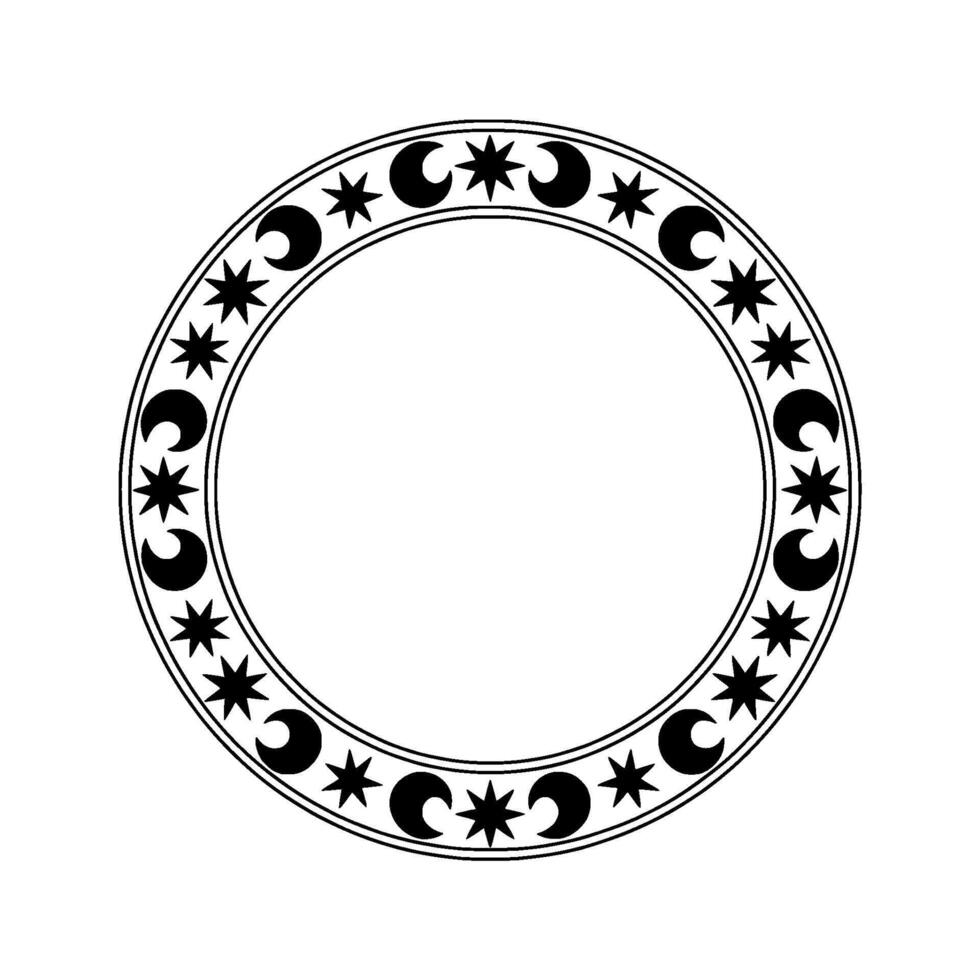 Celestial Circle Lunar Motif, Mystical Border vector