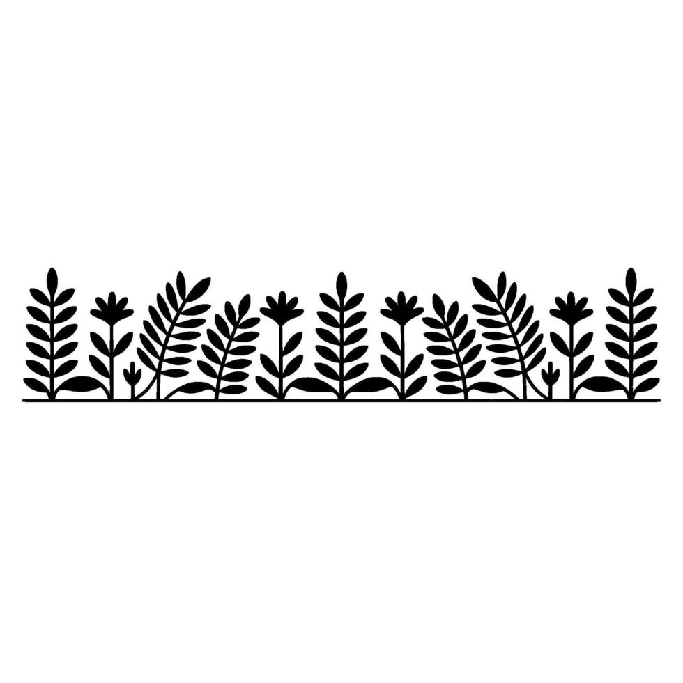 Minimalist Botanical Border, Elegant Line Art - Foliage vector
