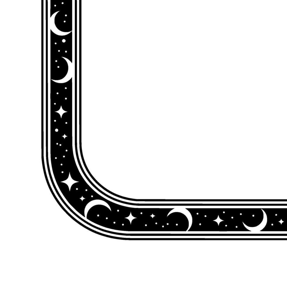Celestial L-Corner, Vintage Moon Star Motif vector