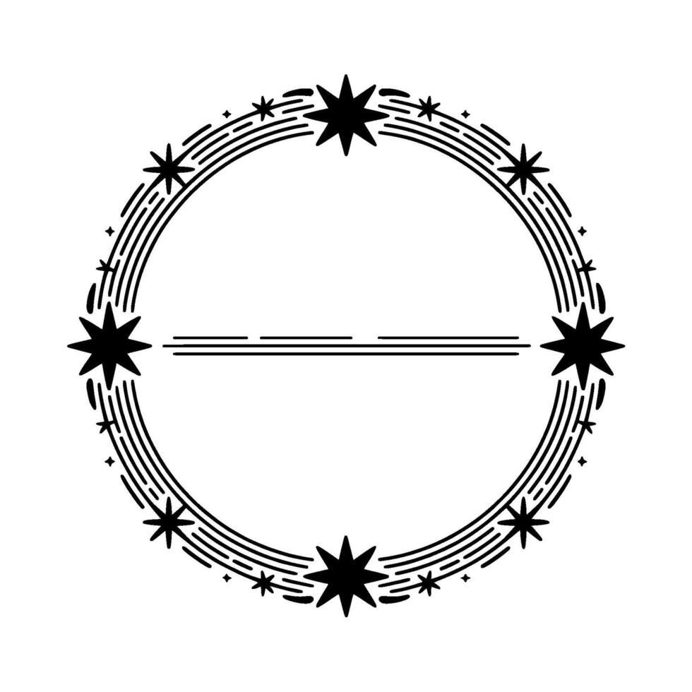 Celestial Circle Starry Border, Minimalist vector