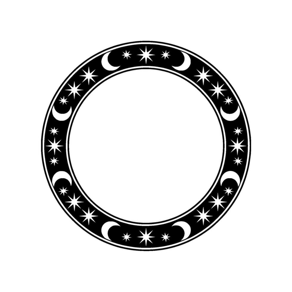 Celestial Circle Lunar Star Motif, Minimalist, Stars vector