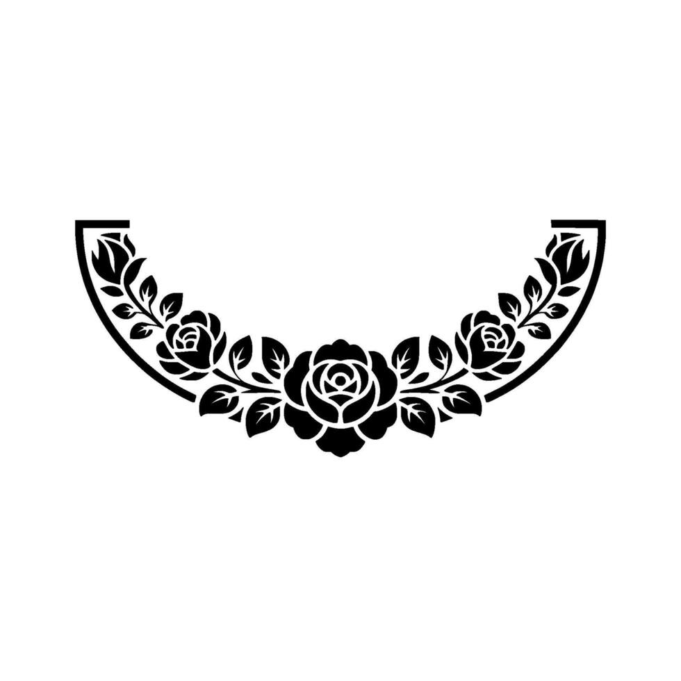 Elegant Floral Arch, Black Silhouette vector