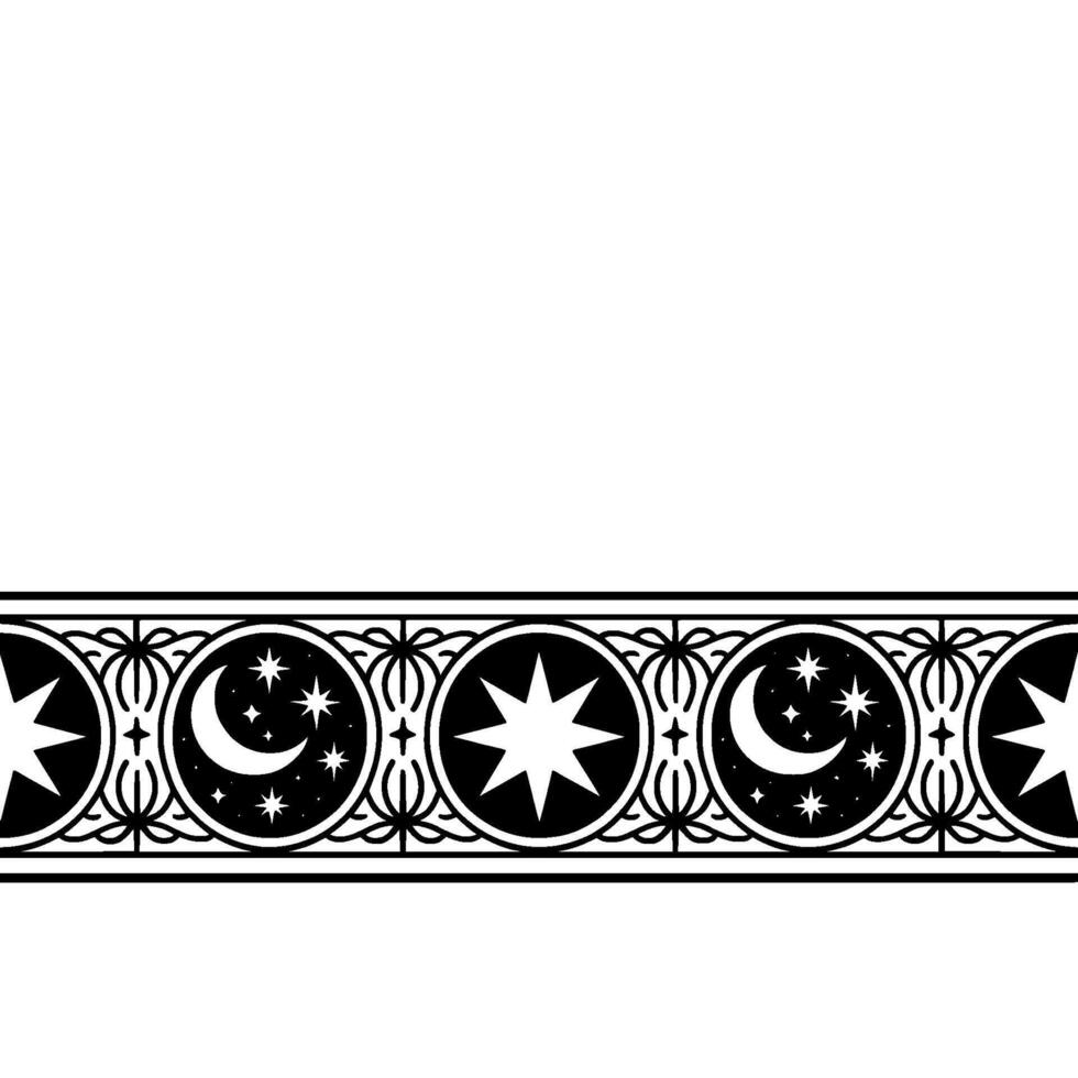Celestial Border Gothic Star Moon Ornamentation vector