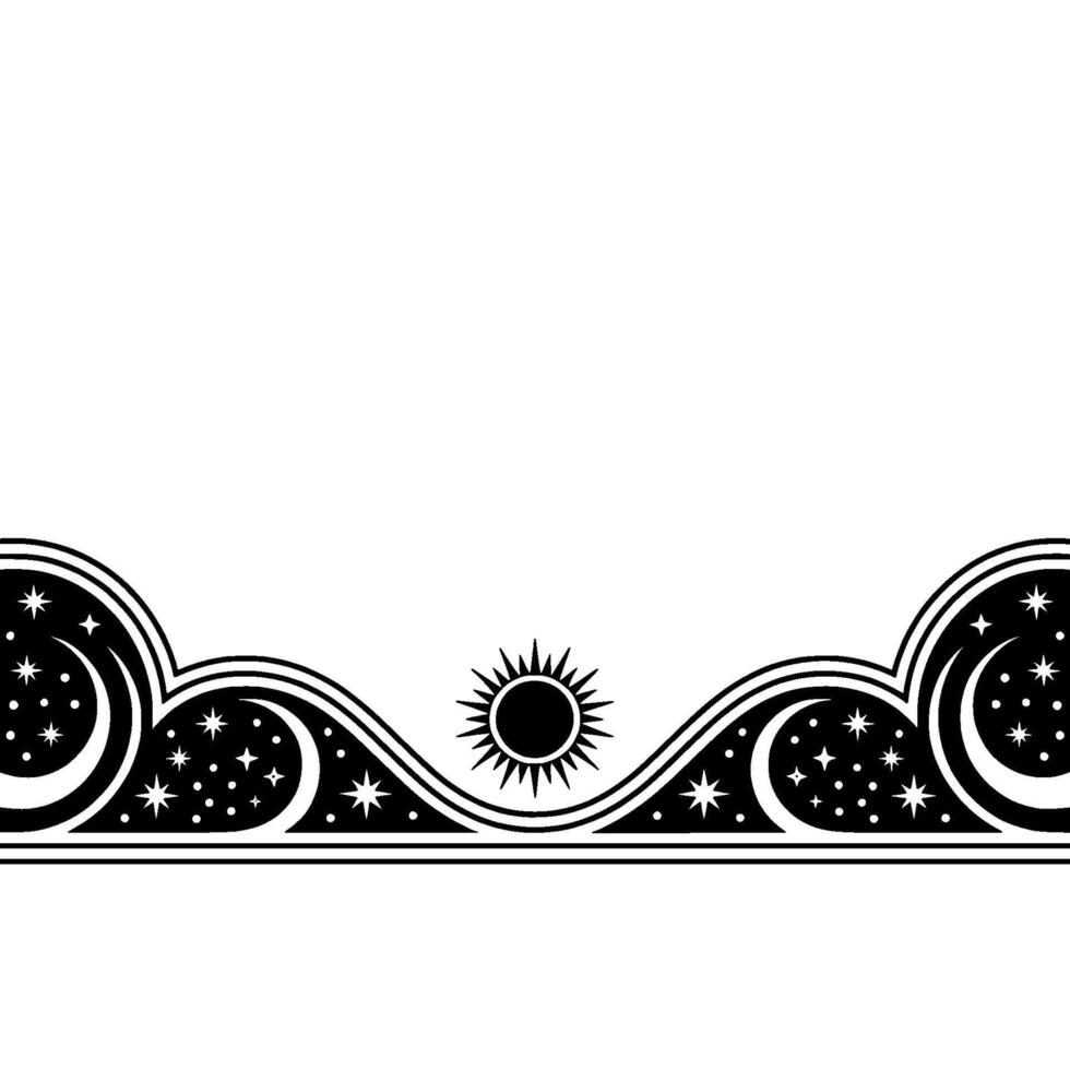 Celestial Wave Border, Vintage Astronomy Motif vector